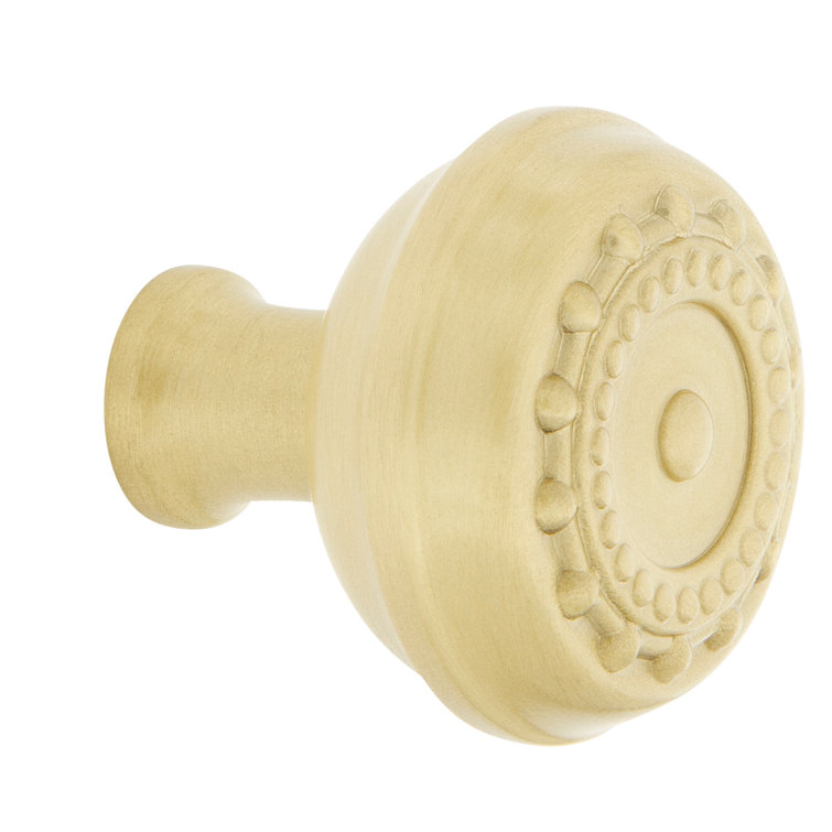 Round Satin Brass Classic Cabinet Knob with Mounting Hardware