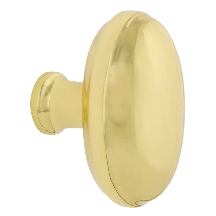 Polished Brass Oval Egg Cabinet Knob with Mounting Hardware