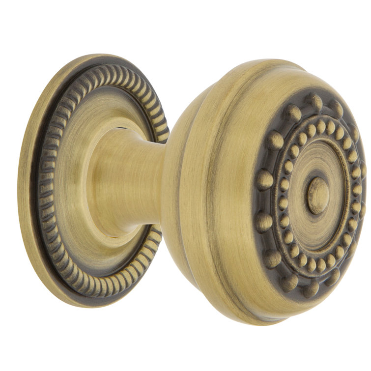 Antique Brass Round Cabinet Knob with Rope Detail