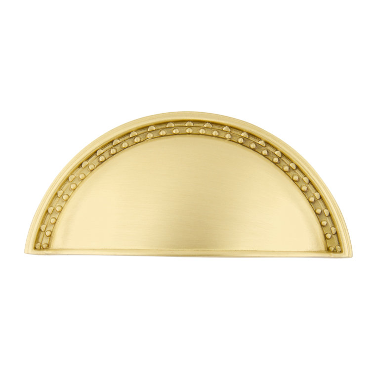 Satin Brass Cup Pull Handle with Mounting Hardware