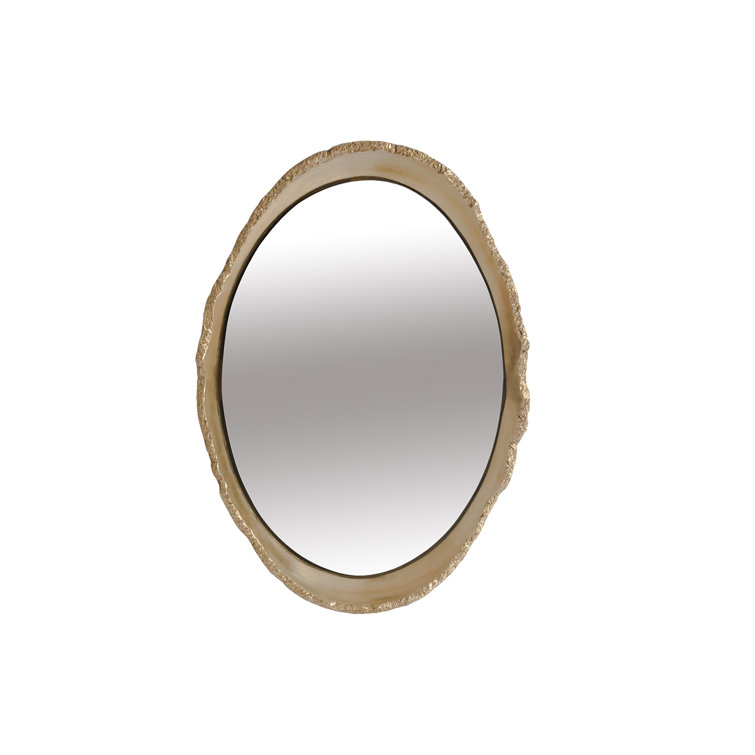 Rectangular Pearl White and Gold Leaf Wood Accent Mirror