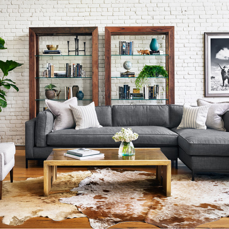 Bennett Charcoal 120" Polyester Chaise Sectional Sofa