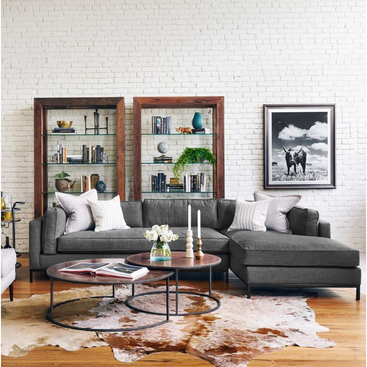 Bennett Charcoal 120" Polyester Chaise Sectional Sofa
