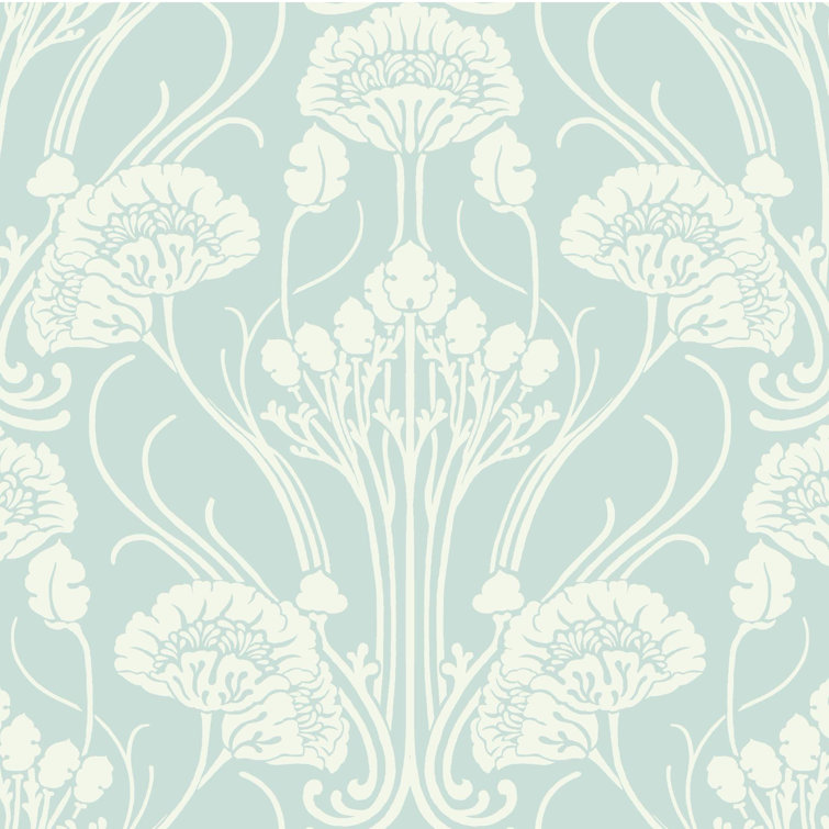 Light Blue Non-Woven Damask Wallpaper Roll