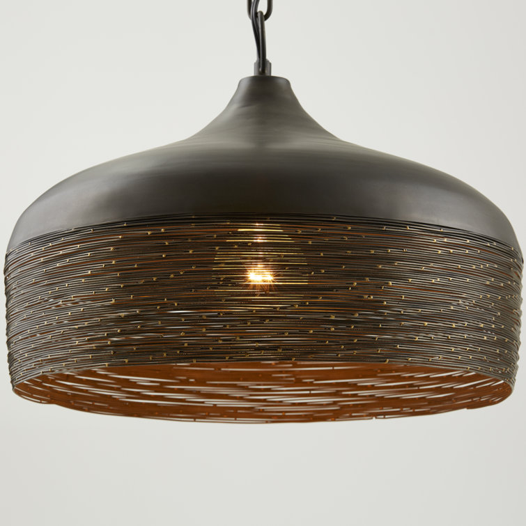 Starlit Sky Grey Iron Dome Pendant with Brass Detailing