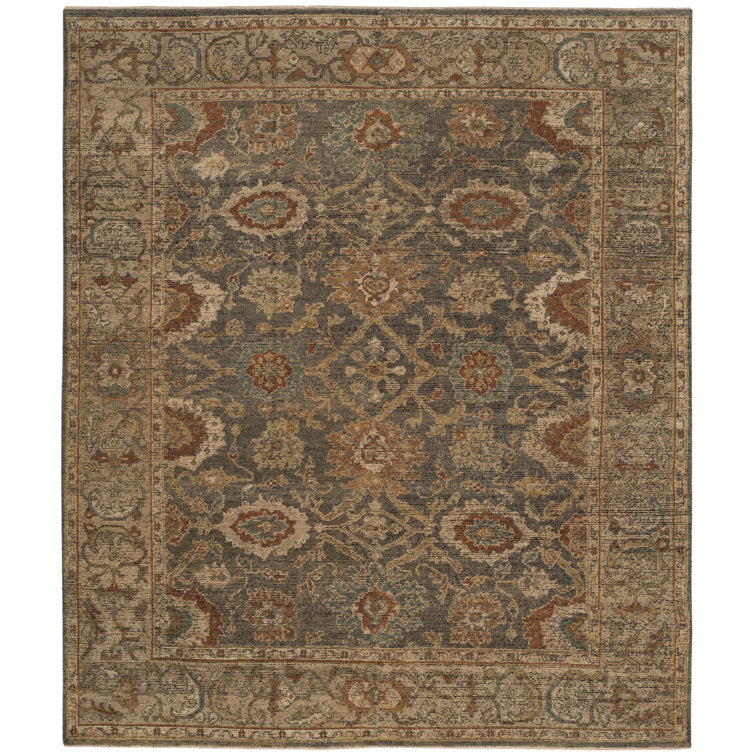 Hand-Knotted Gray Wool 9' x 12' Elegant Fringe Area Rug