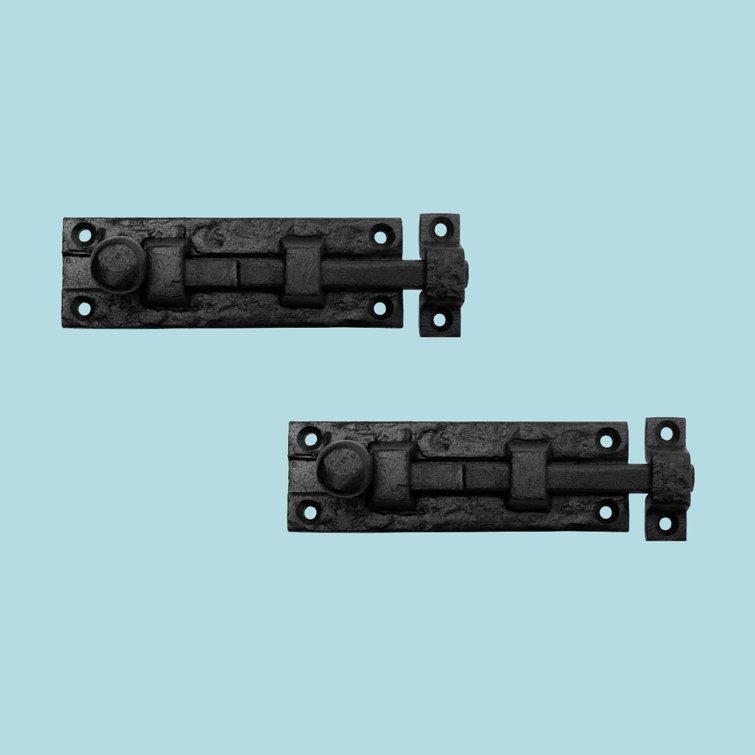 Black Wrought Iron 4" Slide Bolt Door Latch Set