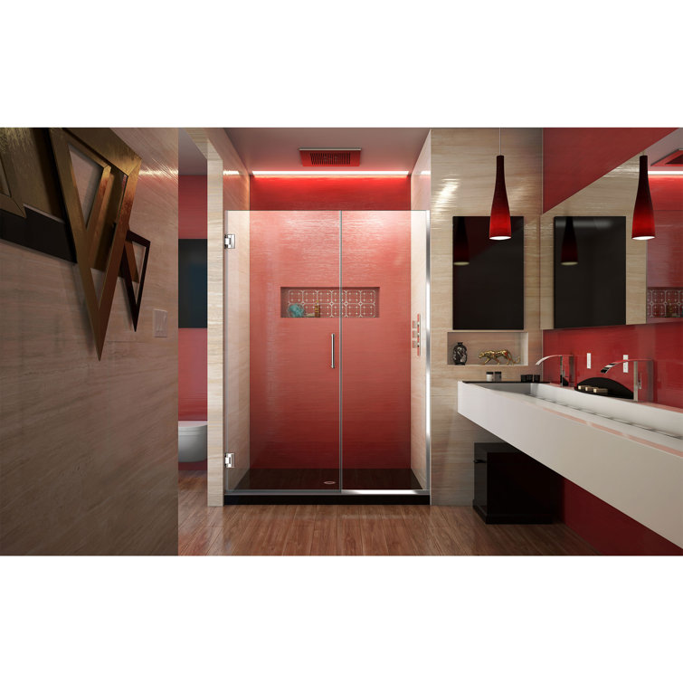 Unidoor Plus 61" Frameless Clear Glass Hinged Shower Door