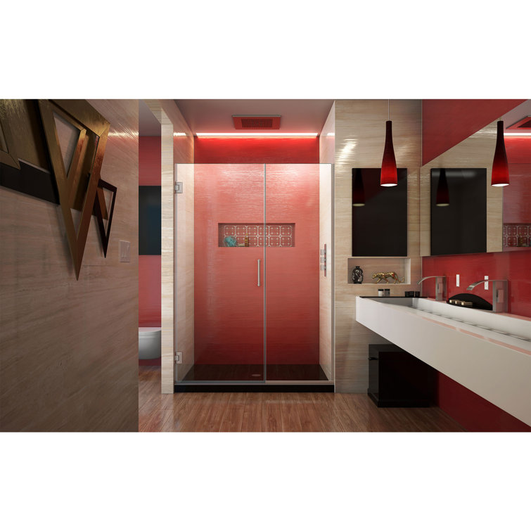 Unidoor Plus 61" Frameless Clear Glass Hinged Shower Door