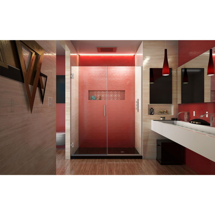 Unidoor Plus 61" Frameless Clear Glass Hinged Shower Door