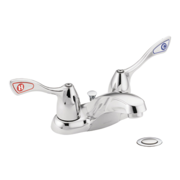 Chrome Double Handle Low Arc Centerset Bathroom Faucet
