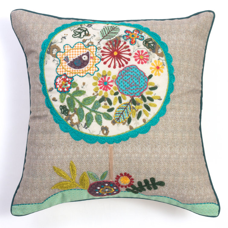 Fiddle Beige Cotton Decorative Throw Pillow