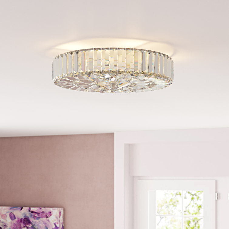 Julien 16" Chrome Crystal Drum Flush Mount Light
