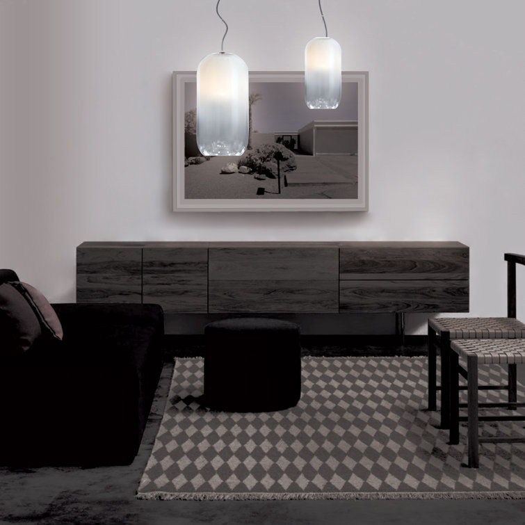 Chrome and White Handblown Glass Mini LED Pendant Light