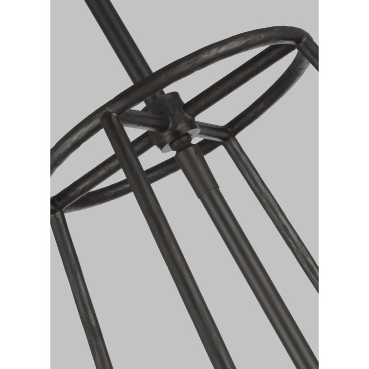 Atlas Aged Iron Globe Pendant with Clear Seeded Glass