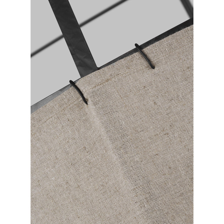 Dunne Aged Iron Drum Pendant with Natural Linen Shade