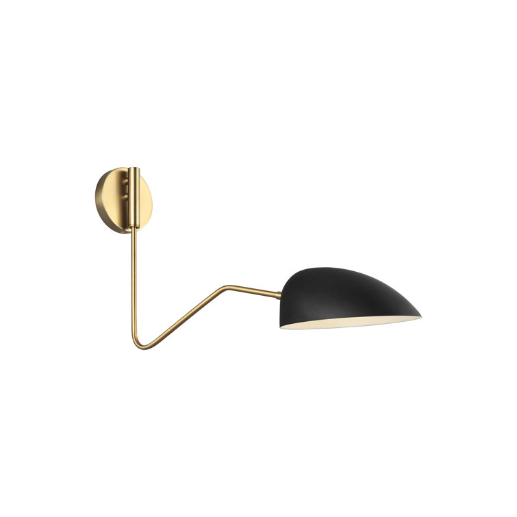 Midnight Black Steel Swing Arm Sconce - Direct Wired