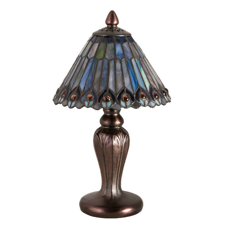 St. Louis Blues Inspired Bronze Stained Glass 12" Table Lamp