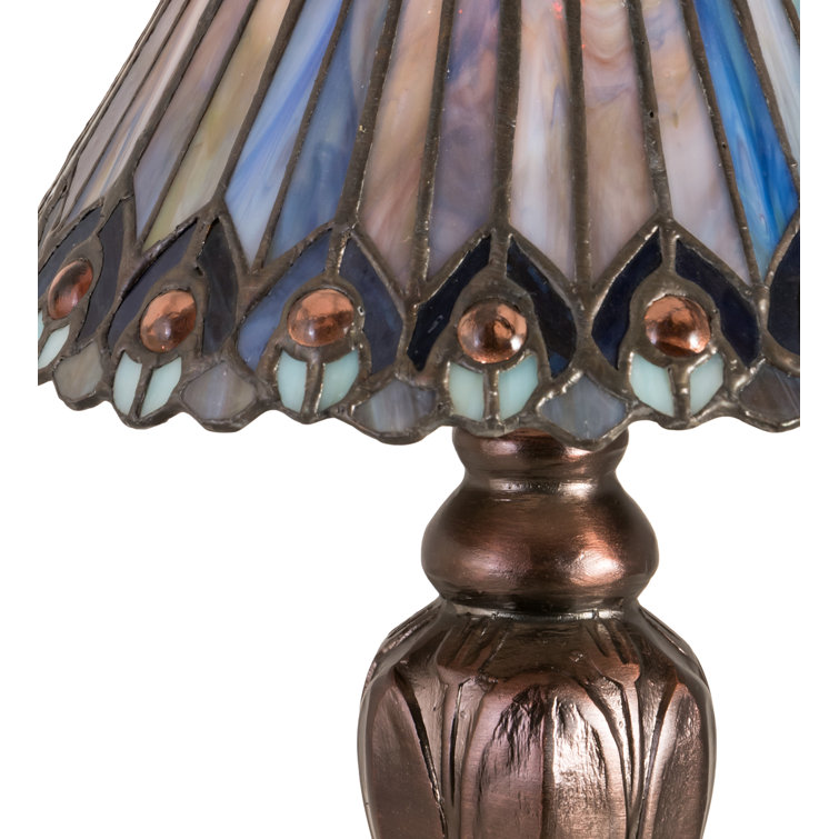 St. Louis Blues Inspired Bronze Stained Glass 12" Table Lamp