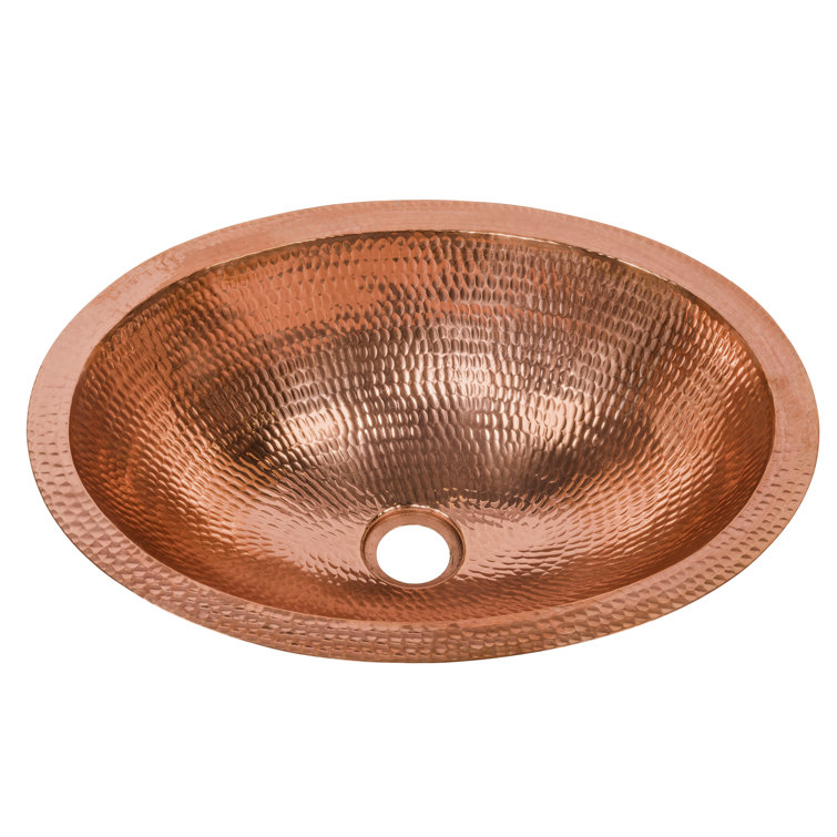 17" Oval Polished Copper Undermount Bathroom Sink