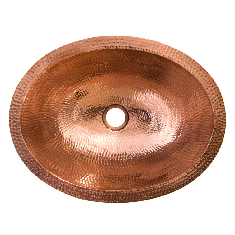 17" Oval Polished Copper Undermount Bathroom Sink