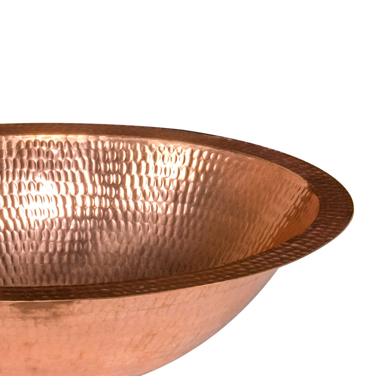 17" Oval Polished Copper Undermount Bathroom Sink