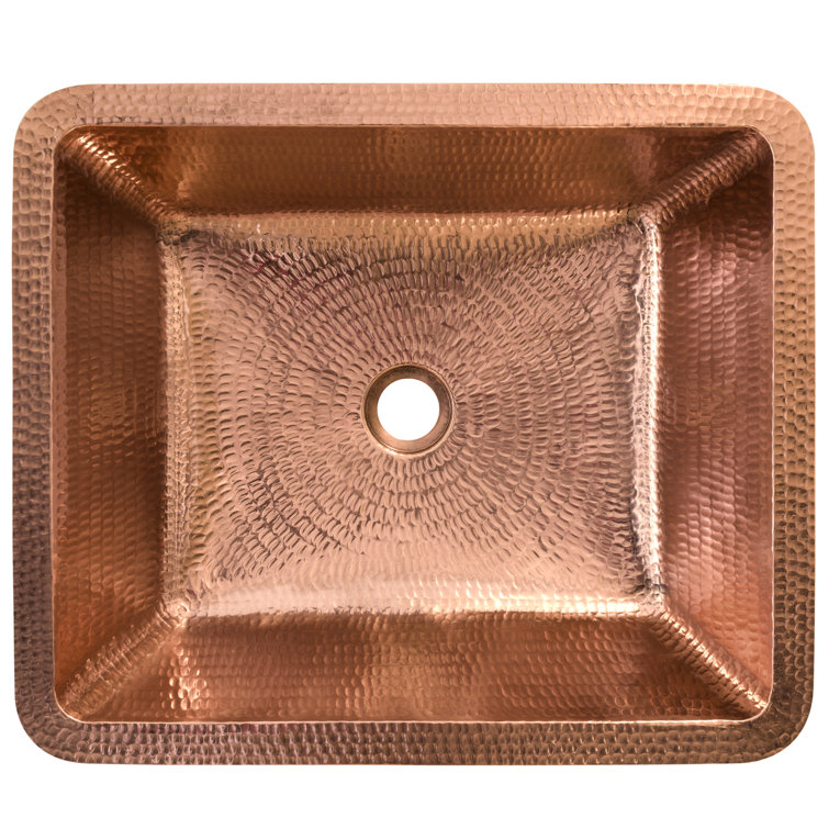 19" Polished Copper Rectangle Hammered Vessel Sink