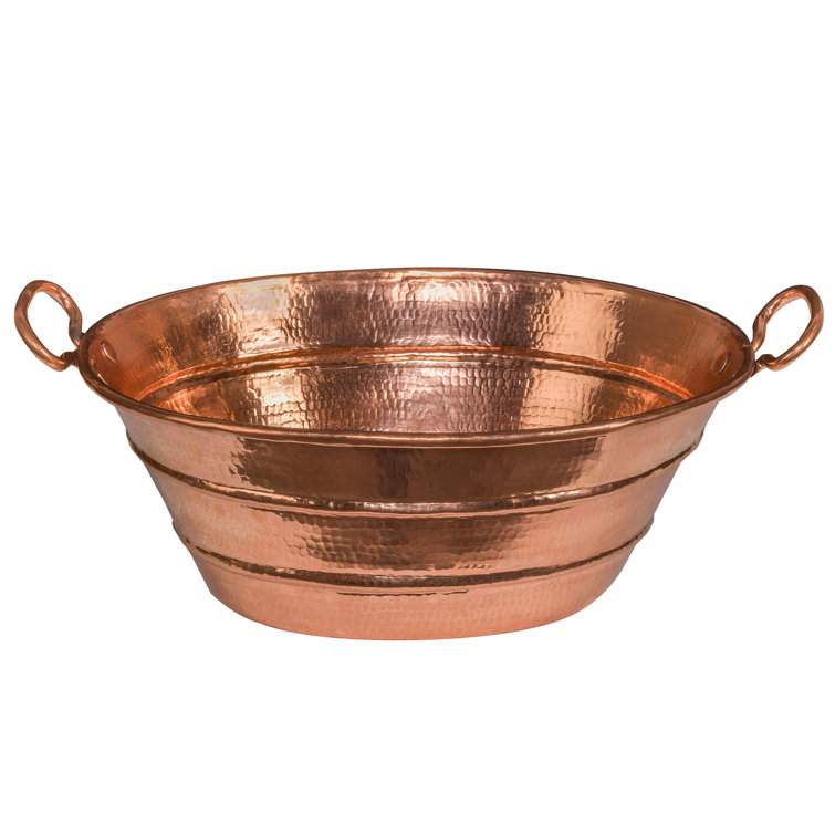 19" Polished Copper Oval Wall-Mount Vessel Sink with Handles