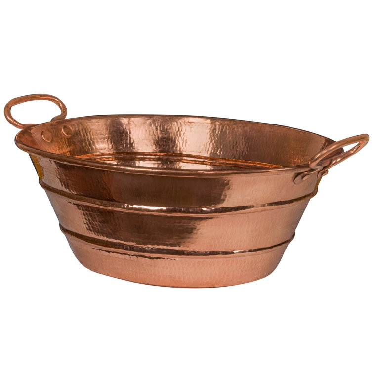 19" Polished Copper Oval Wall-Mount Vessel Sink with Handles