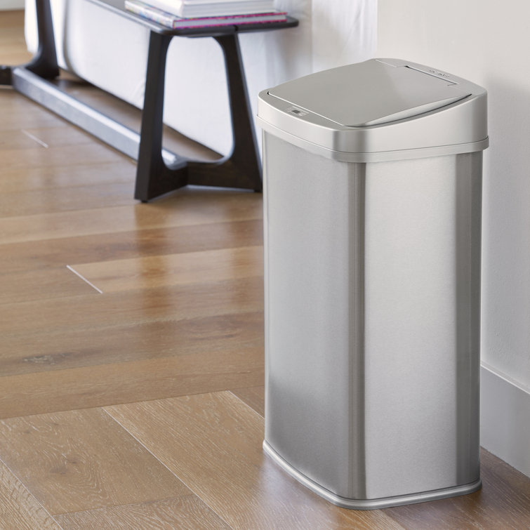 13.2 Gallon Silver Stainless Steel Touchless Trash Can