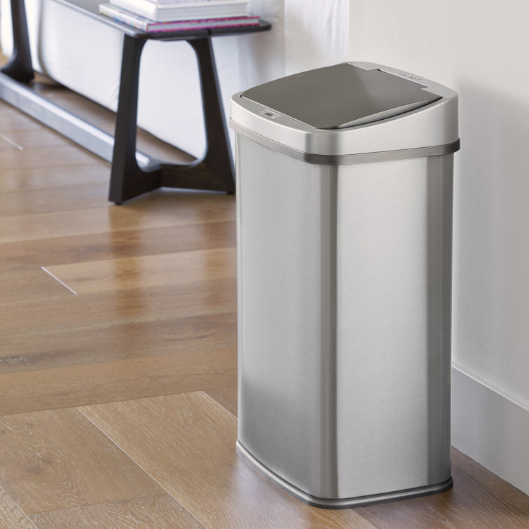 13 Gallon Silver Stainless Steel Touchless Motion Sensor Trash Can