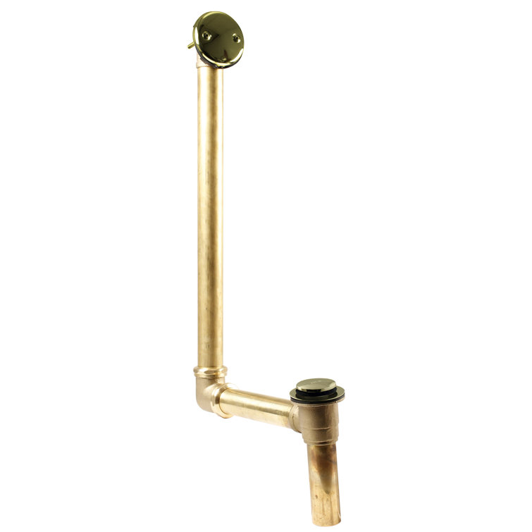 Polished Brass 23" Tip-Toe Bathtub Drain Assembly with Overflow