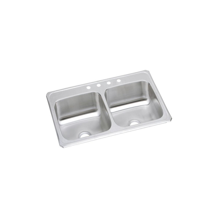 Elkay 43" Stainless Steel Double Basin Drop-In Kitchen Sink