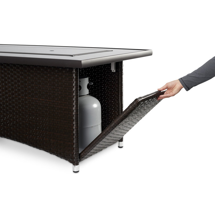 Balsam Wicker Base Gas Fire Pit Table with Glass Top