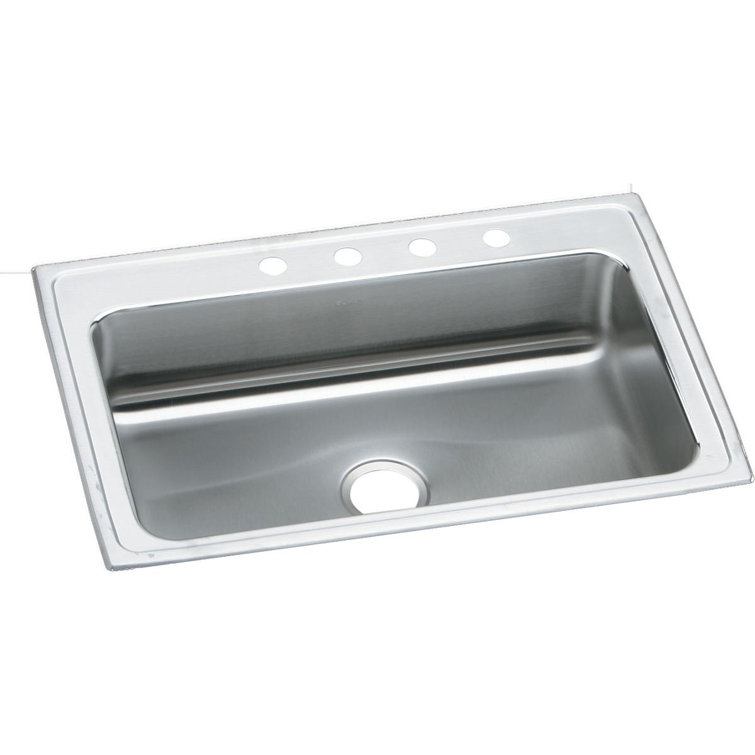 Lustertone 33" Stainless Steel Drop-In Single Bowl Kitchen Sink