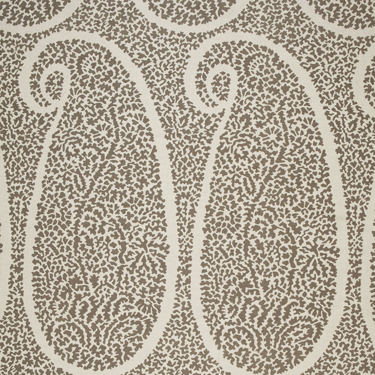 Greige Paisley Cotton Fabric for Upholstery