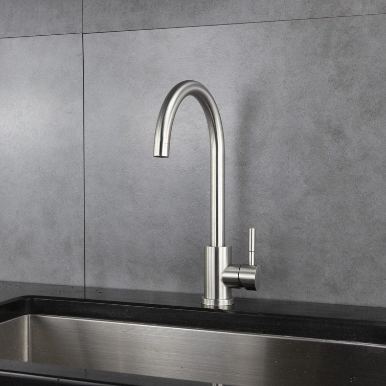 Brushed Nickel Single Handle Modern Kitchen Faucet