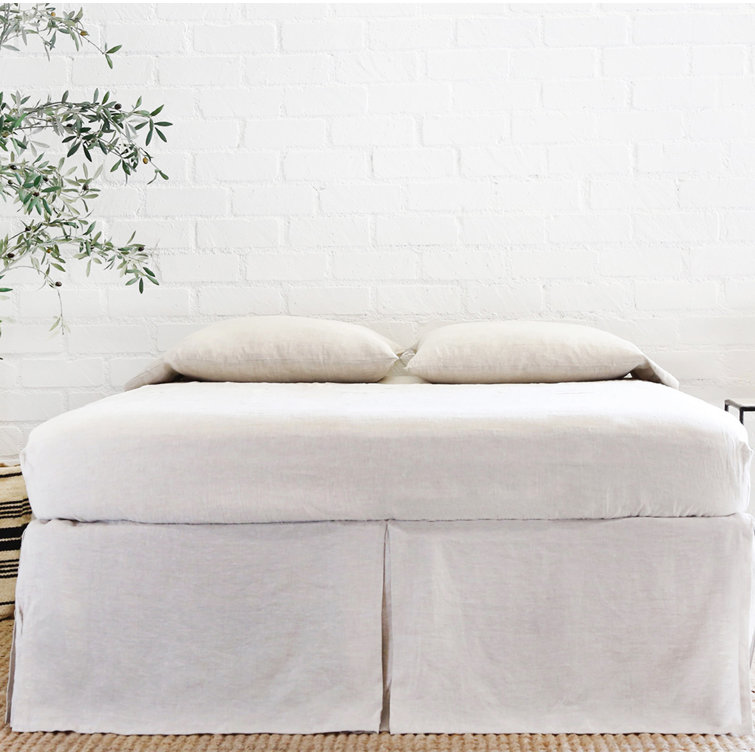 Flax Linen Pleated Split Corner King Bed Skirt
