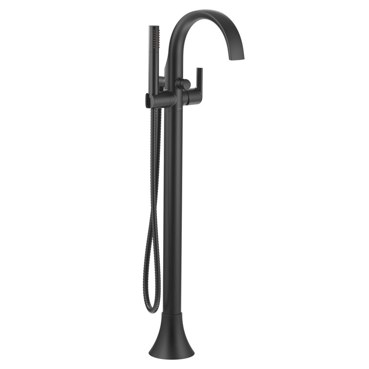 Doux Matte Black Nickel Floor Mounted Freestanding Tub Filler with Handshower