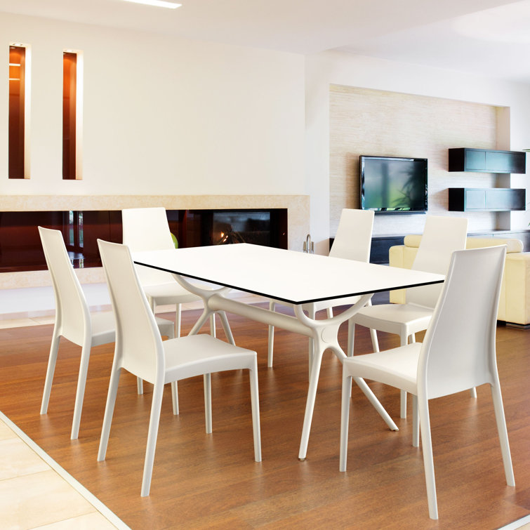 Farrah White Rectangular Plastic Outdoor Dining Table