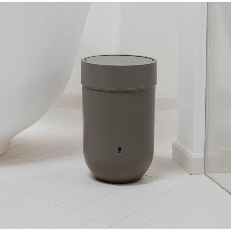 Sleek Touch 1.6 Gallon Gray Plastic Waste Bin with Swing Lid