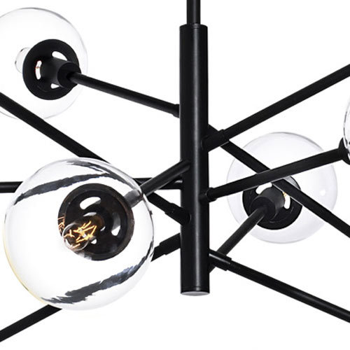 Chic Orb Radial 10-Light Pendant in Polished Chrome and Clear Glass