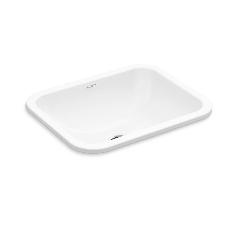 White Ceramic Soft Rectangle Under-Mount Basin Sink with Overflow
