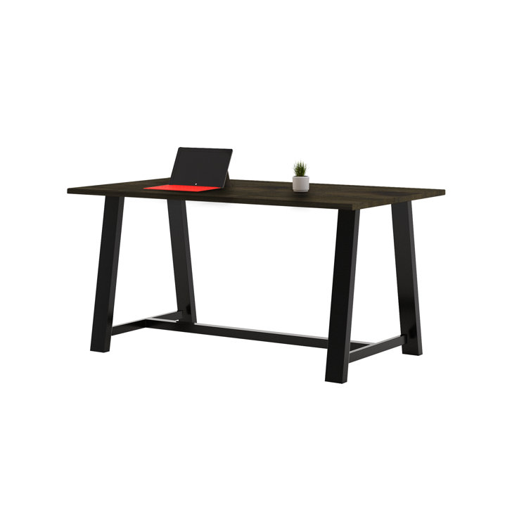 Espresso Solid Wood Counter Height Table with Black Steel Frame
