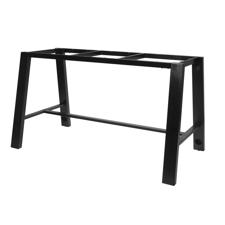 Industrial Mahogany and Black Steel Rectangular Dining Table