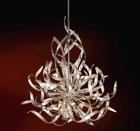 Silver Crystal 6-Light Geometric Chandelier