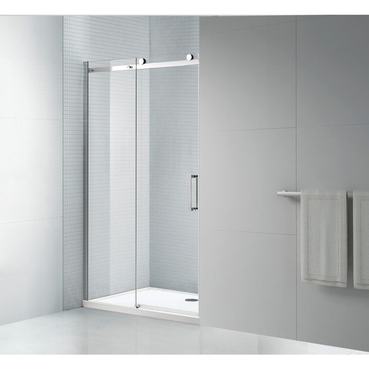 Tidy 60" x 78" Frameless Clear Glass Shower Door with Chrome Finish