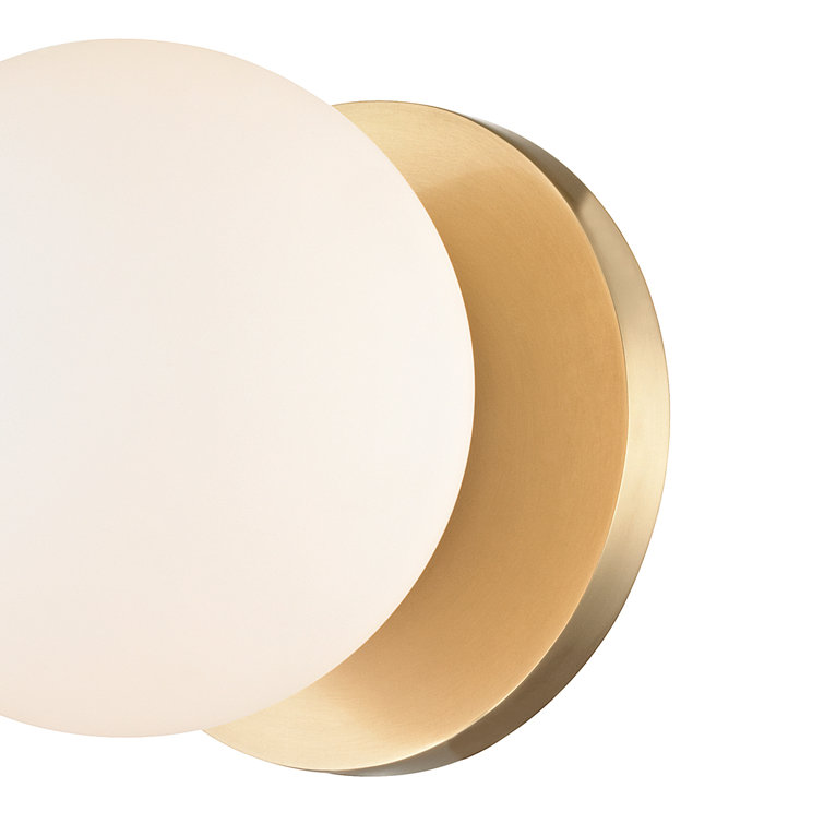 Boden Aged Brass Opal Glass 1-Light Dimmable Wall Sconce