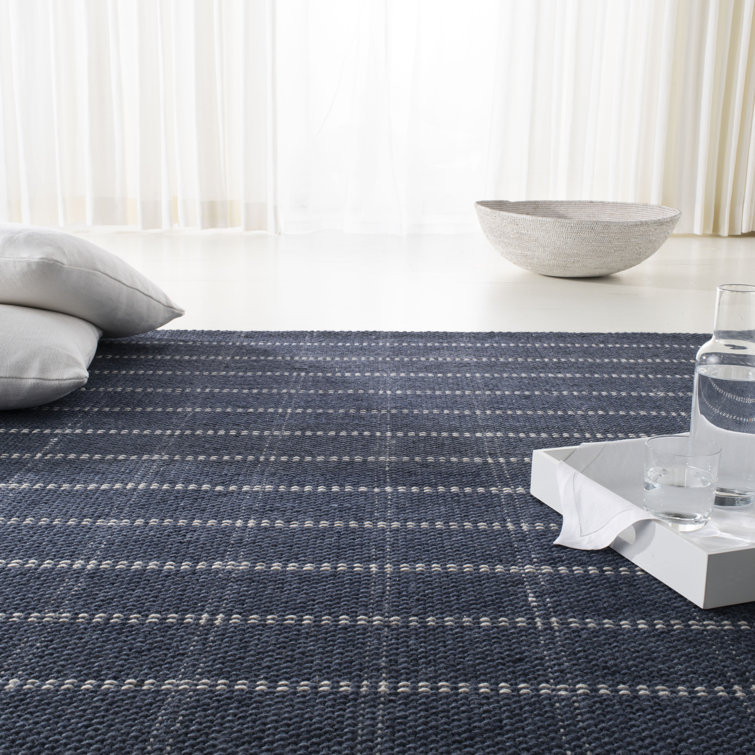 Handmade Blue Wool and Viscose 6' x 9' Area Rug