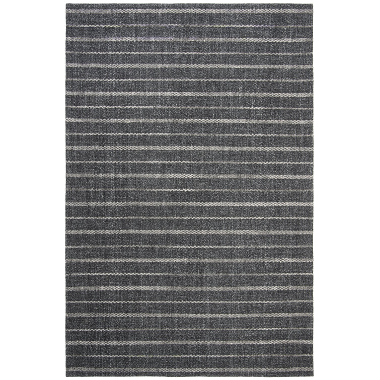 Miles Stripe Hand-Knotted Charcoal Wool & Viscose 6' x 9' Area Rug